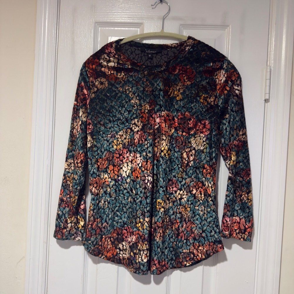 CALESSA Velvet Burnout Top‎ Emerald Multi – Women's Medium (NWT)